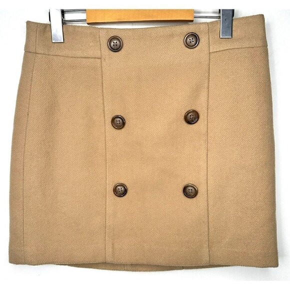 Dresses & Skirts - Gap Womans Mini Pencil Skirt Wool Blend Buttons Casual Lined Tan Brown Size 4